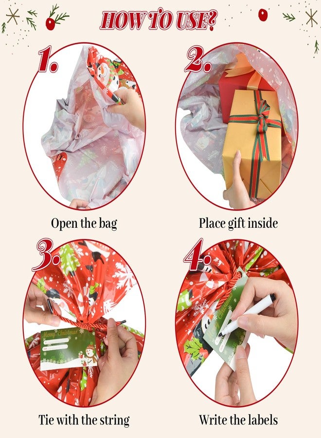 letesult 55" x 35" Extra Large Christmas Gift Bags, 6PCS Jumbo Christmas Themed Bags Holiday Gift Wrap Plastic Gifts Bag with Tag and String for Huge Big Gifts Presents Wrapping Bicycle Bike Gift Bag - Image 4